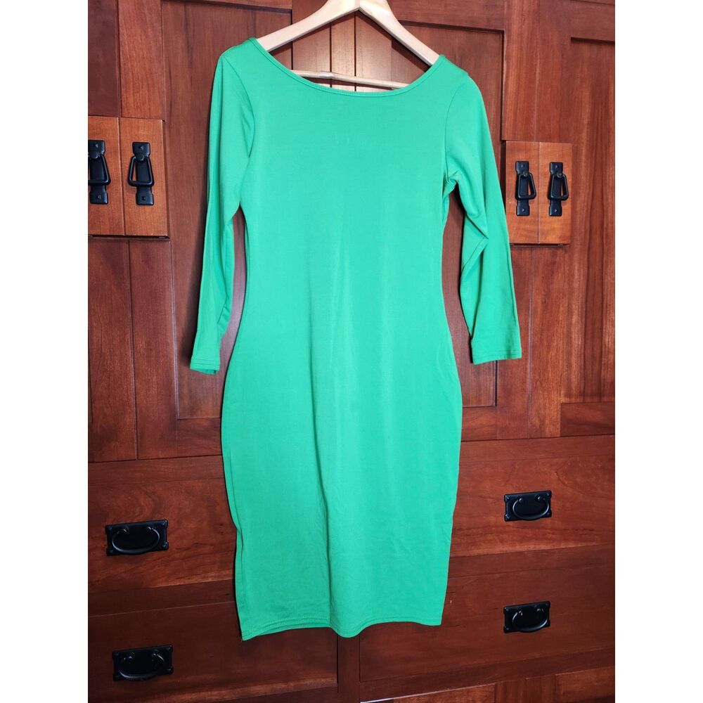 Vestidos Green Body Con Dress Scooped Neckline Size Large - Picture 4 of 7